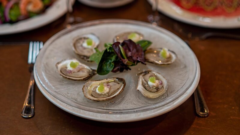 Plated oysters from raw bar